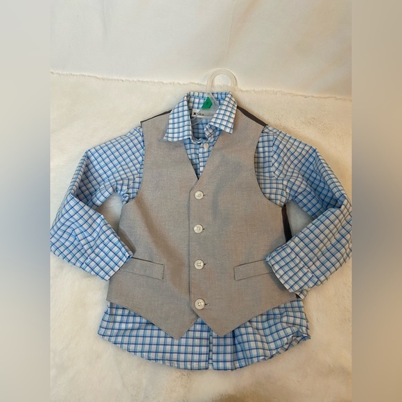 three piece grey and blue suit size 5 - Picture 3 of 10